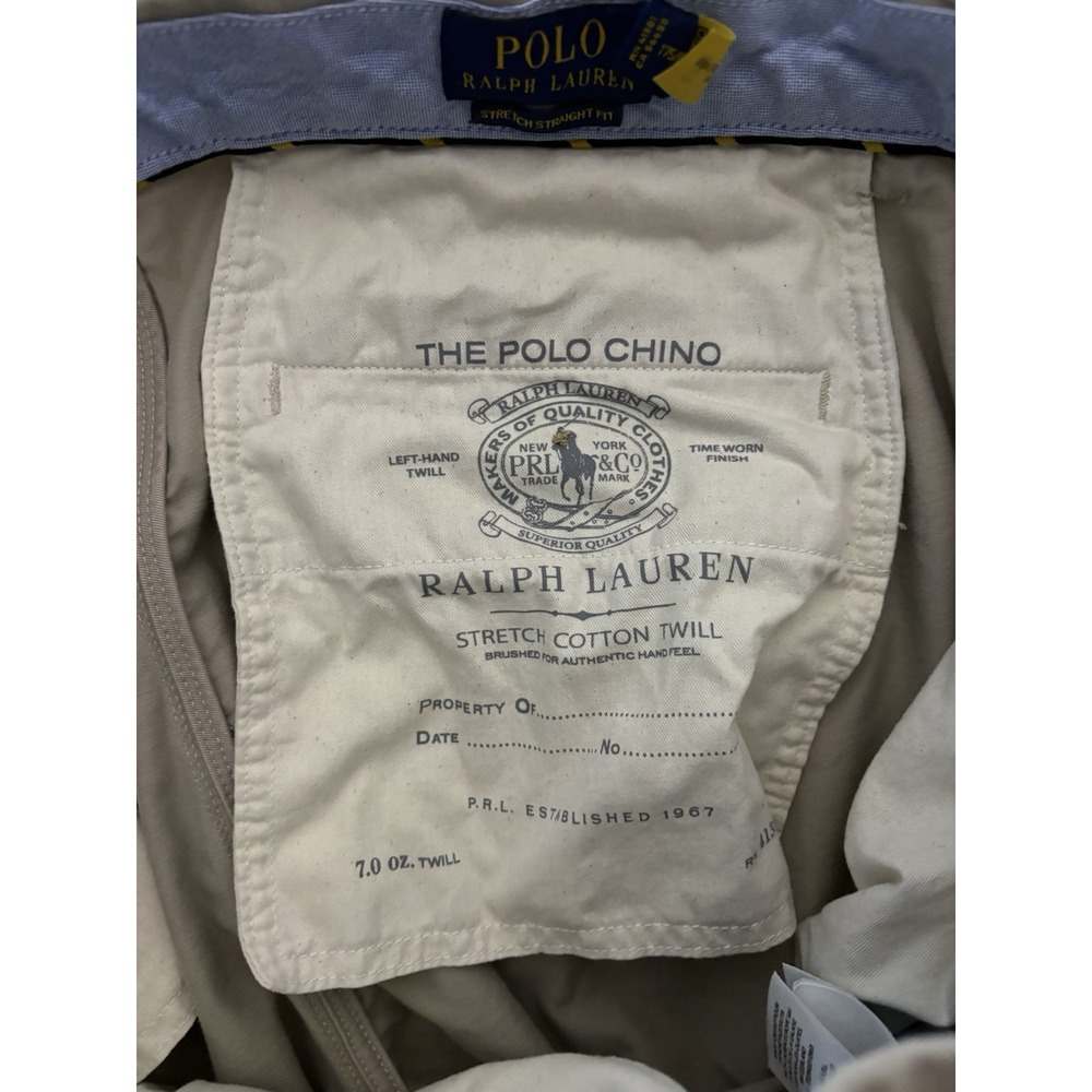 Polo Ralph Lauren Chino Pants Men's Size 38x30 Beige Straight Stretch Fit - Picture 8 of 11